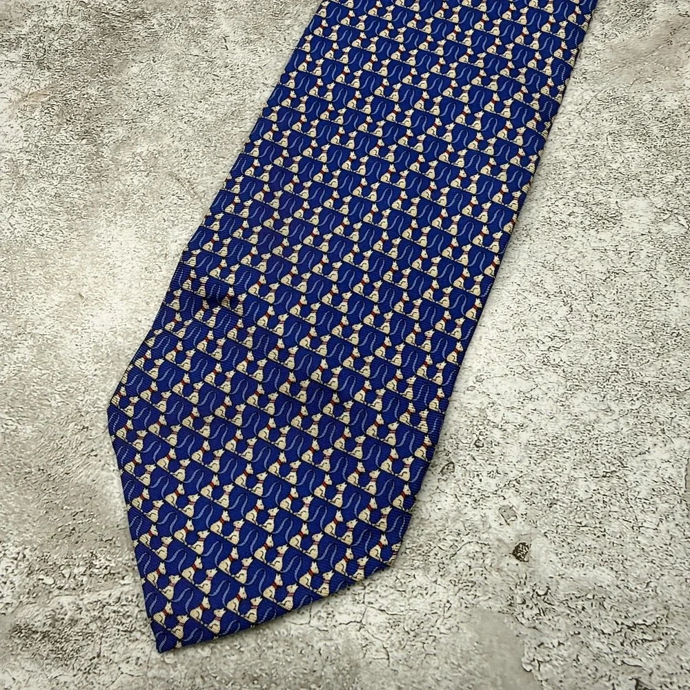 Jos. A. Bank Silk Tie Mens One Size Blue‎ Animal Print Dogs AOP Necktie 3.5
